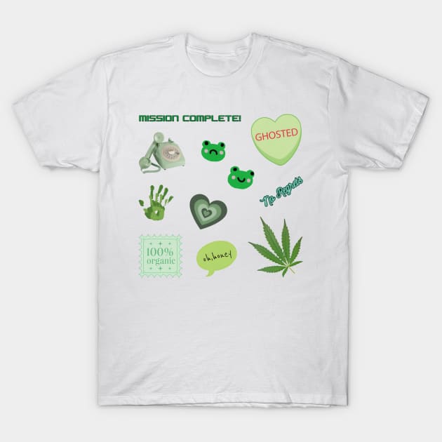 organic ghosted honey frog green pack sticker T-Shirt by FRH Design